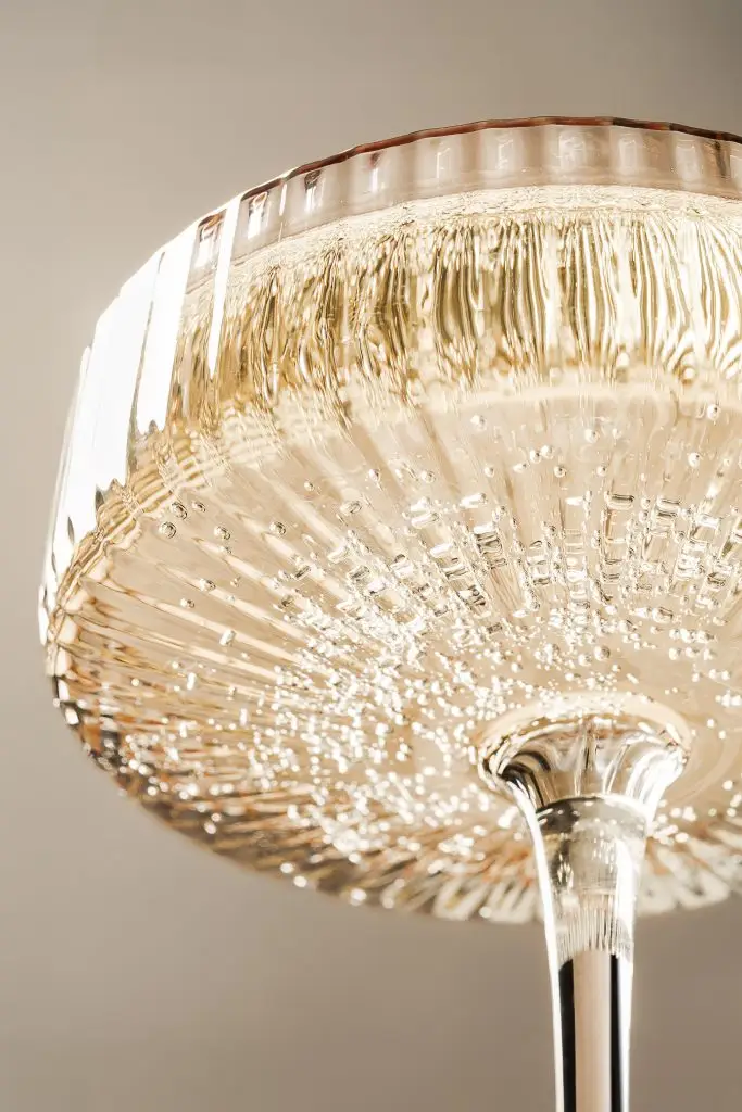 close-up of a champagne glass