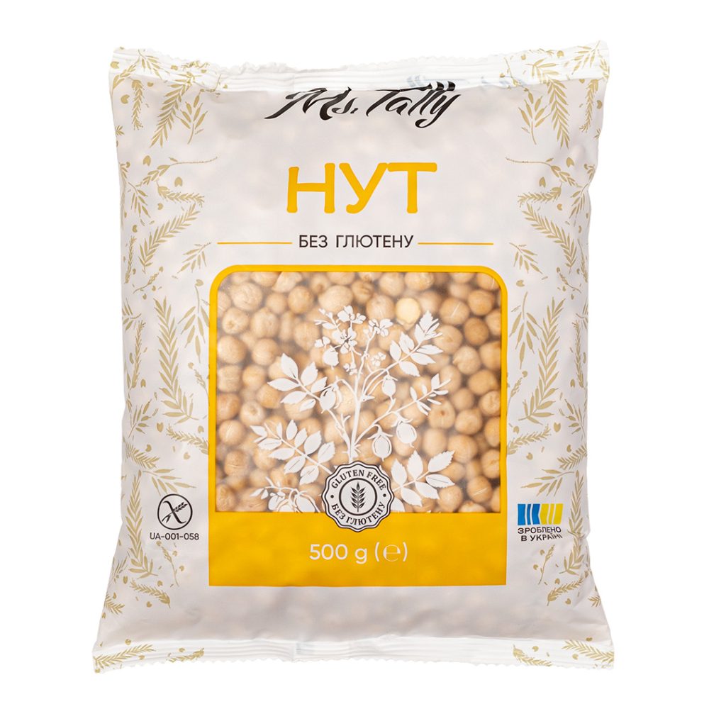 MS Tally chickpeas packaging photographed on a white background, front view