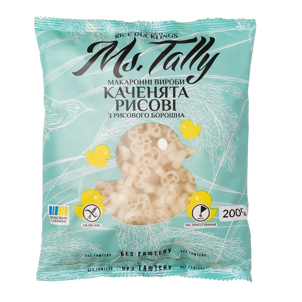 MS Tally rice pasta packaging photographed on a white background, front view